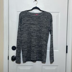 Say What? Black and Gray Long Sleeve Metallic Top